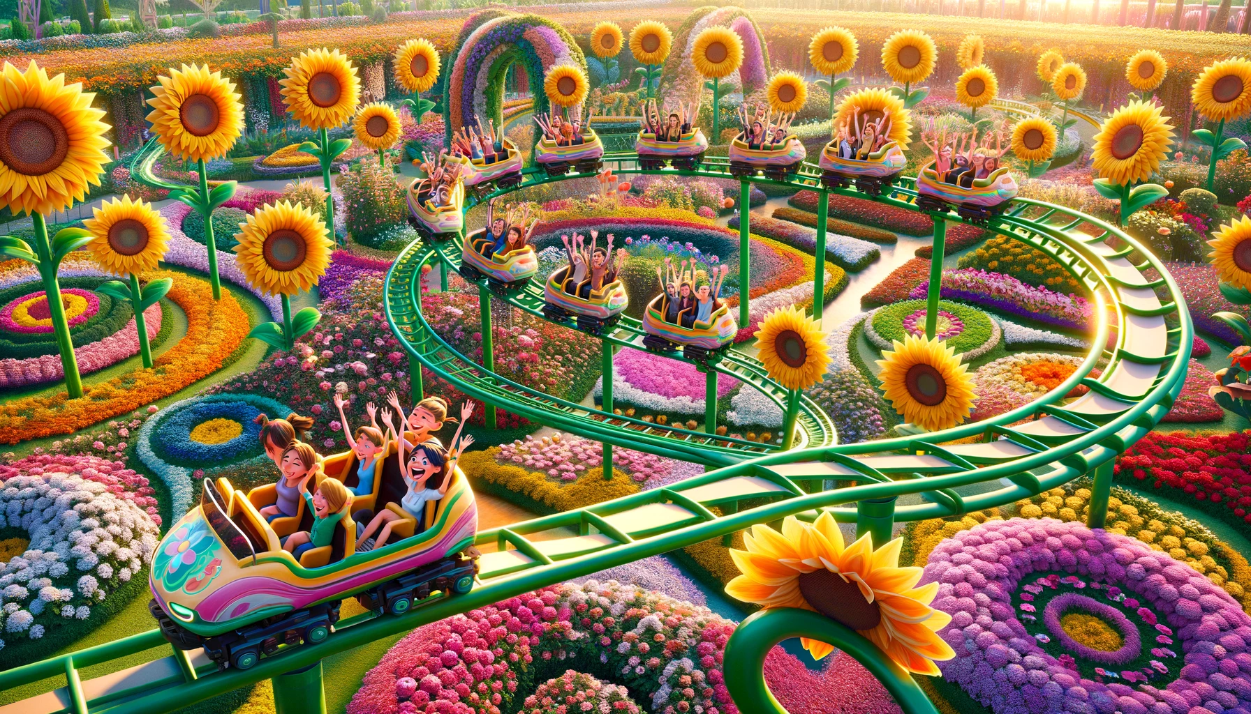 The roller coaster in the flower garden? They call it the Petal Plunge - Roller Coaster Pun