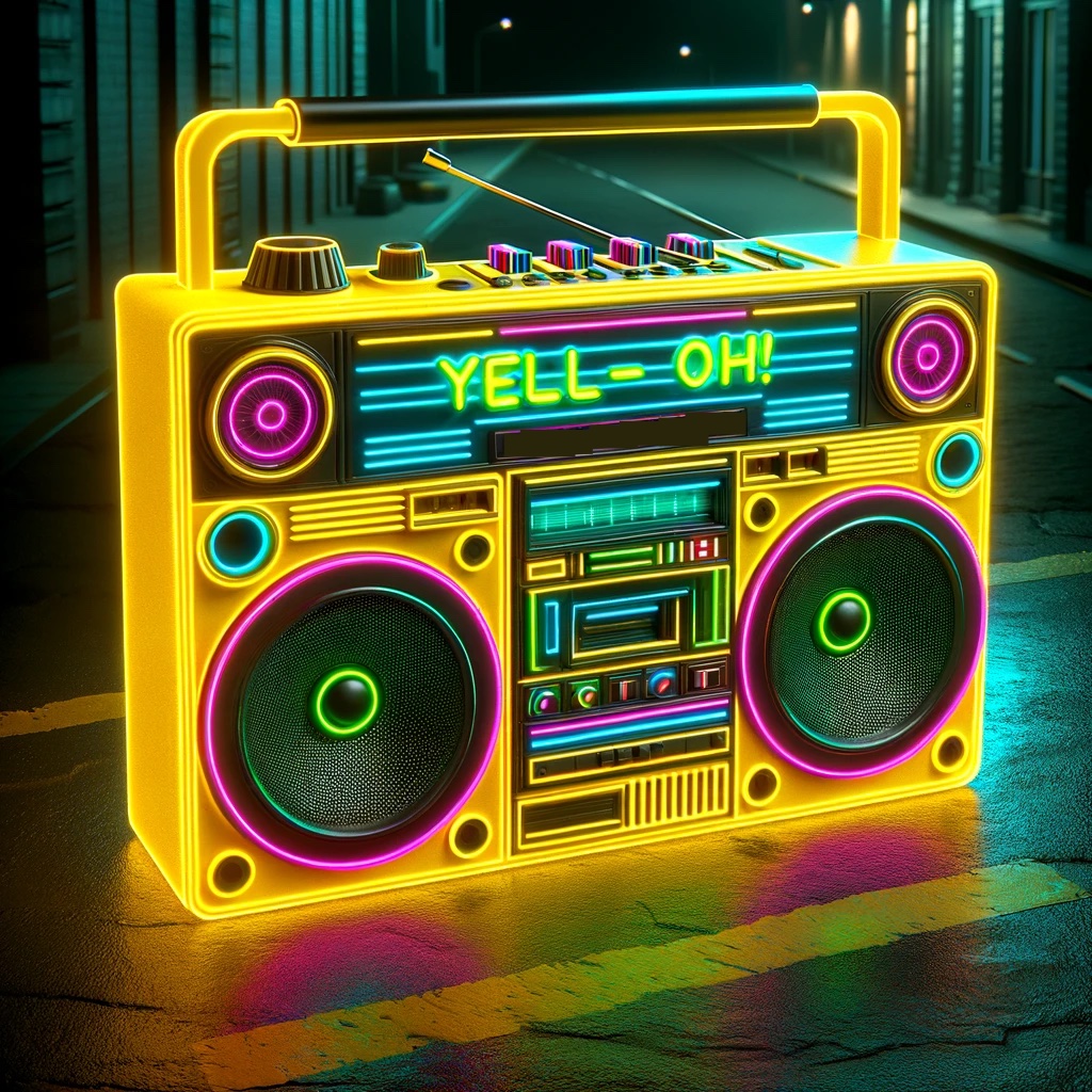Yell-oh! Making noise in neon hues.- Yellow Pun