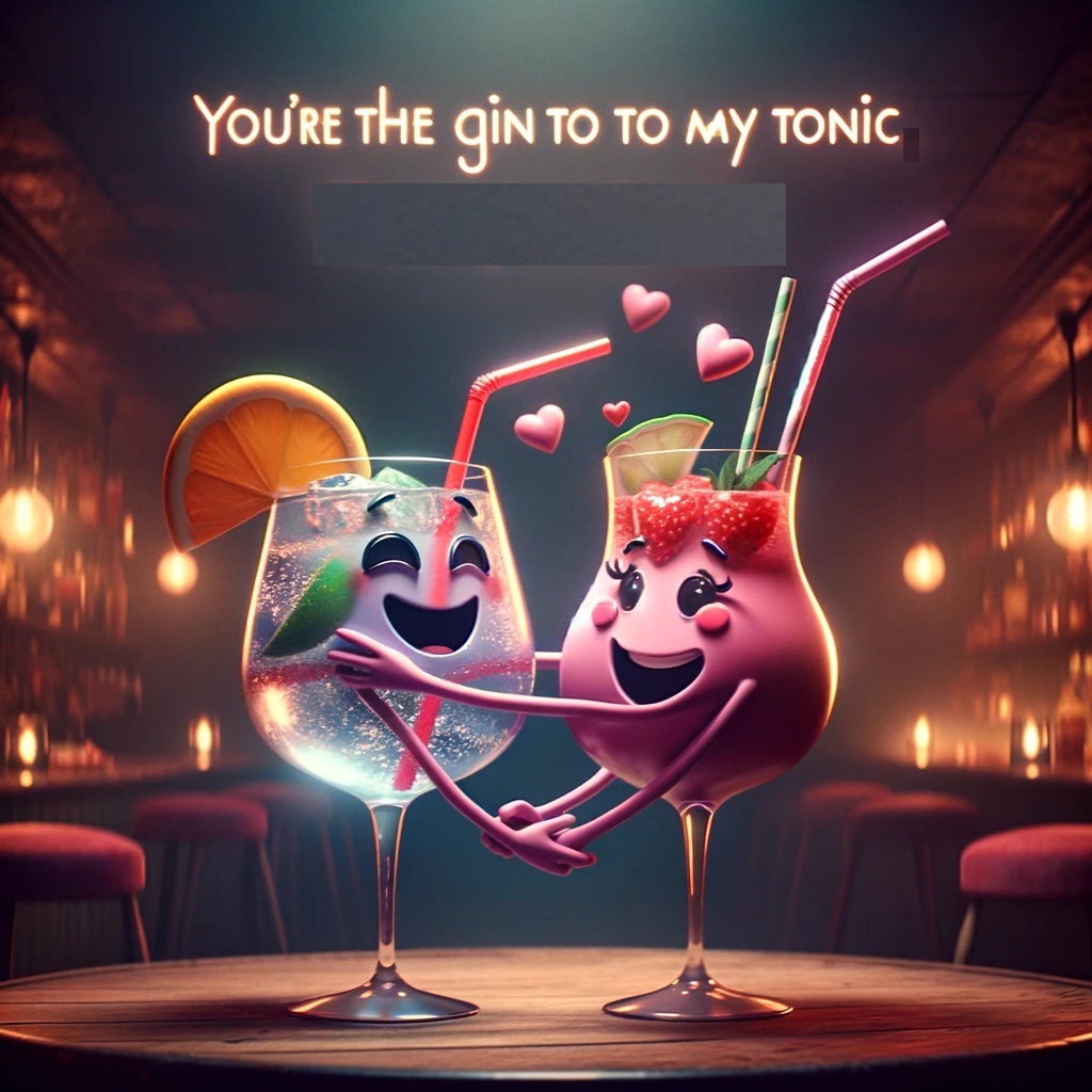 You're the gin to my tonic, the straw to my cocktail- Gin Pun