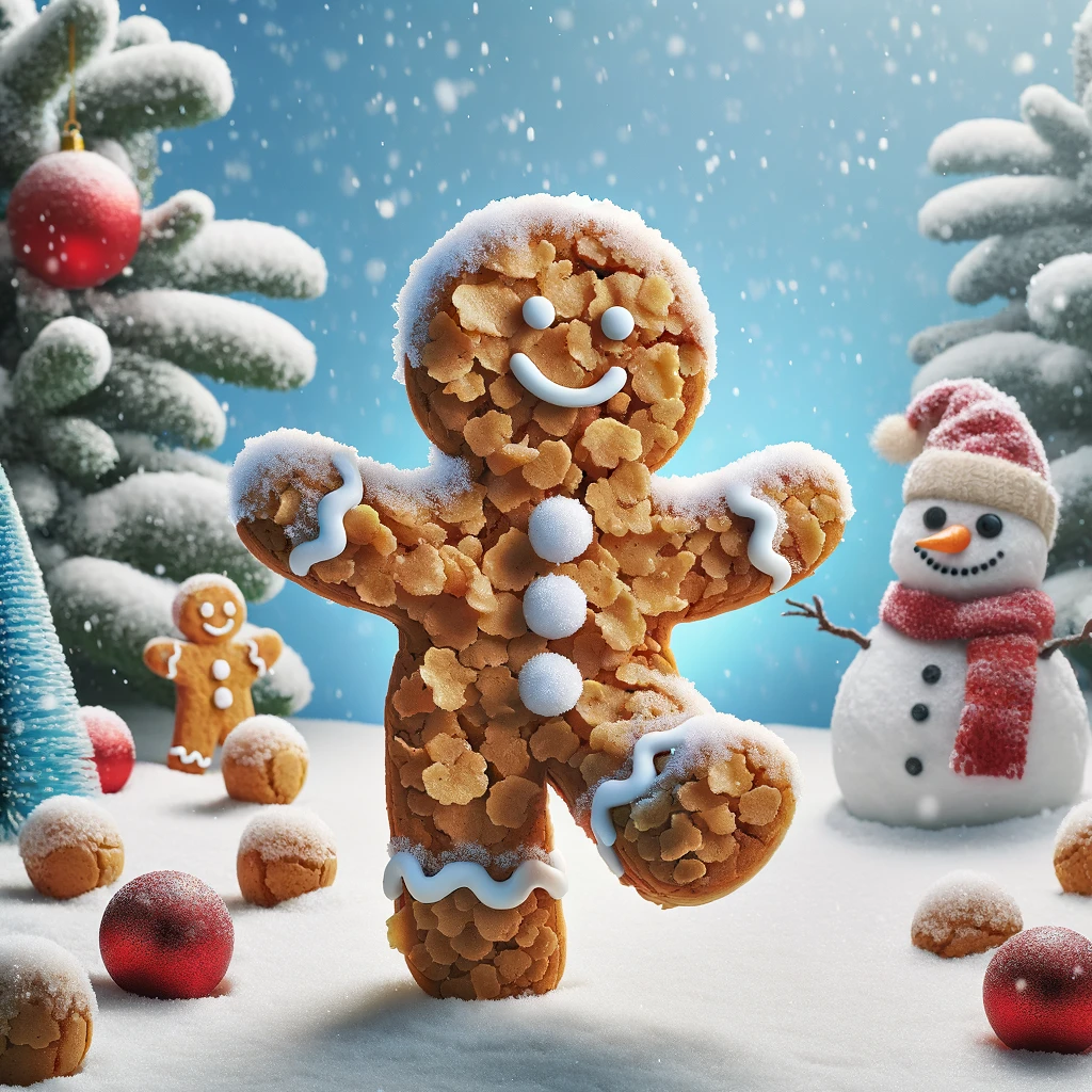 Combine a gingerbread man and a snowman and voilà – Frosted Flakes Gingerbread Pun