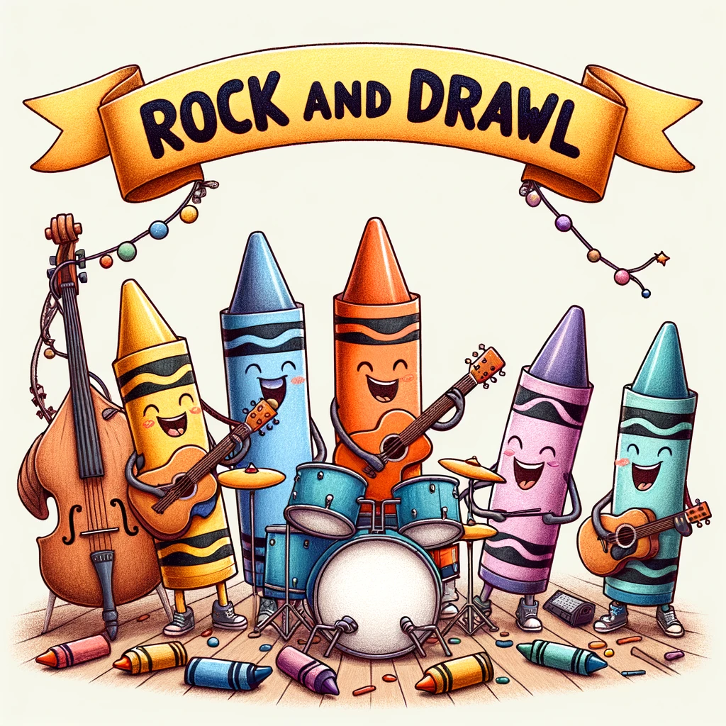 Crayons in a band? Call it rock and drawl.- Crayon Pun