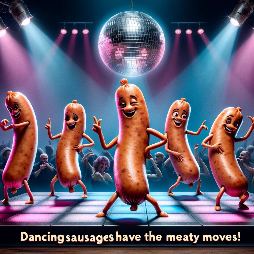 Dancing sausages have the meaty moves Sausage Pun