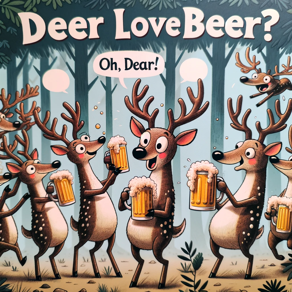 Deer love beer Oh dear Beer Pun