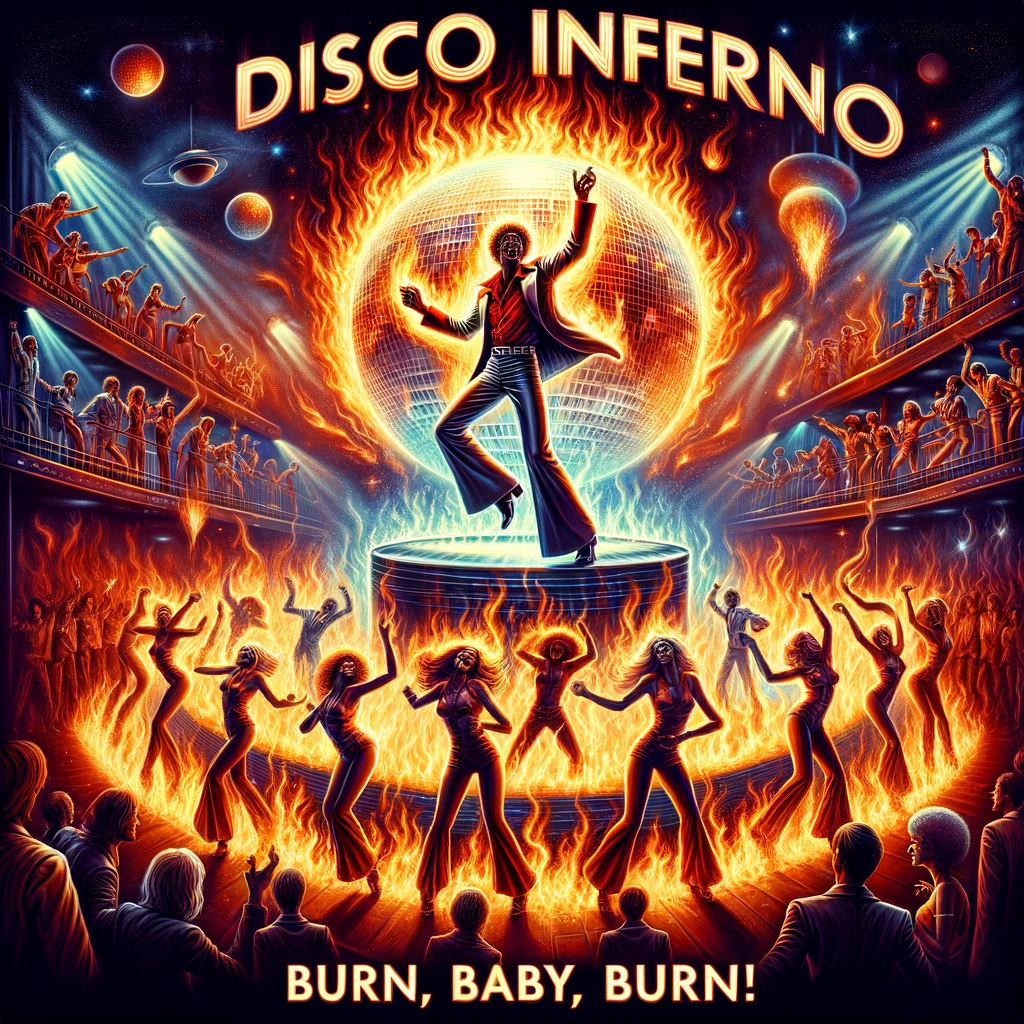 Disco Inferno Burn Baby Burn Disco Pun