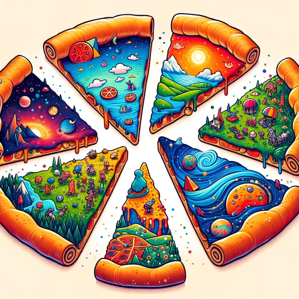 Dominos Theory Every pizza slice holds a secret ingredient universe. Dominos Pun
