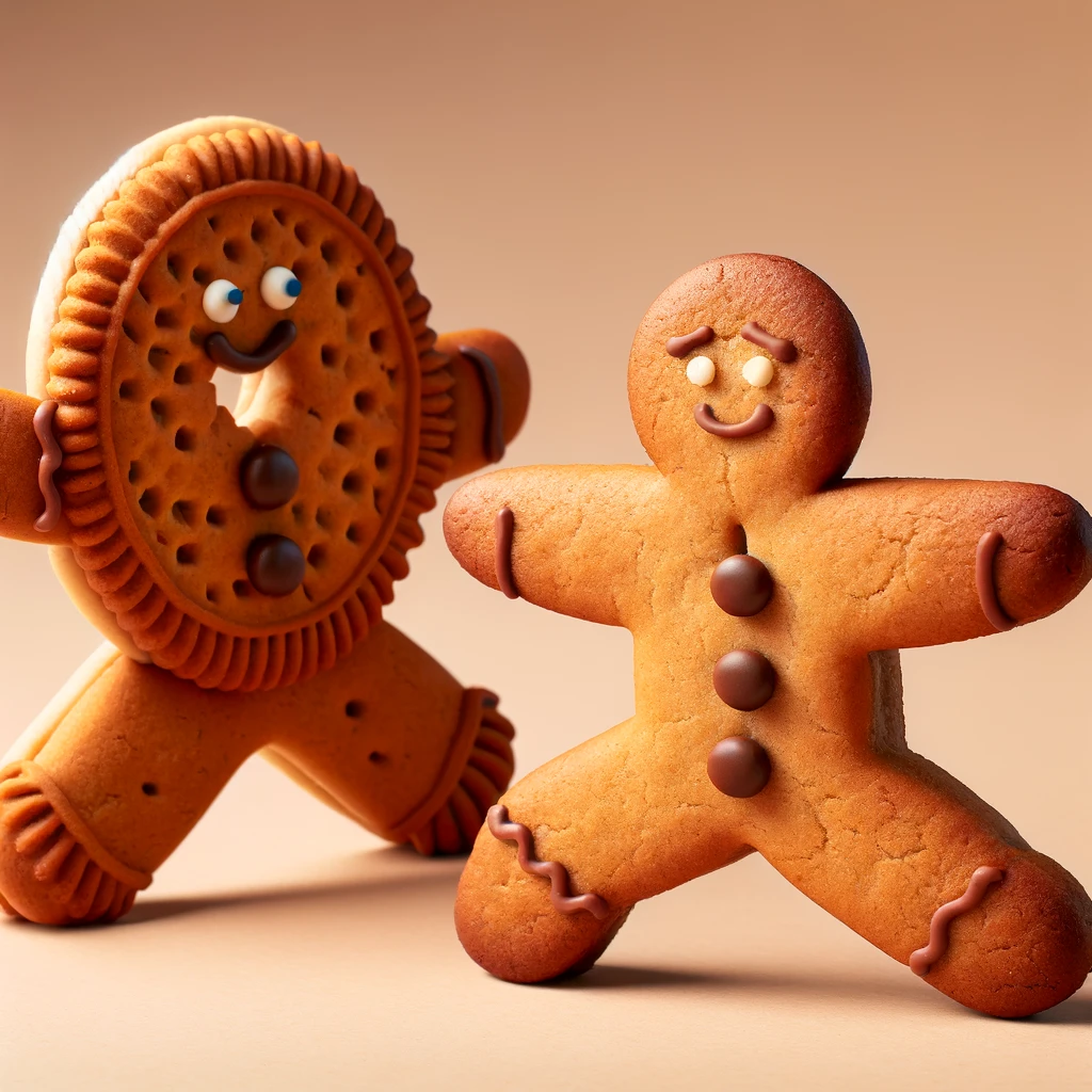 Gingerbread Yoga Perfecting the Warrior Biscuit Pose. Gingerbread Pun
