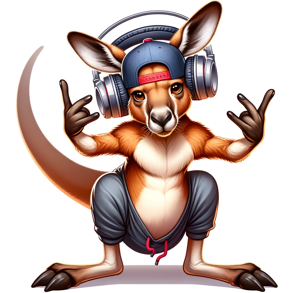 Hip Hop Hooray Bouncing to the beat kangaroo style Hip Pun