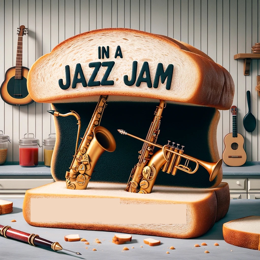 In a Jazzy Jam Stuck in a Saxophone Sandwich Jazz Pun