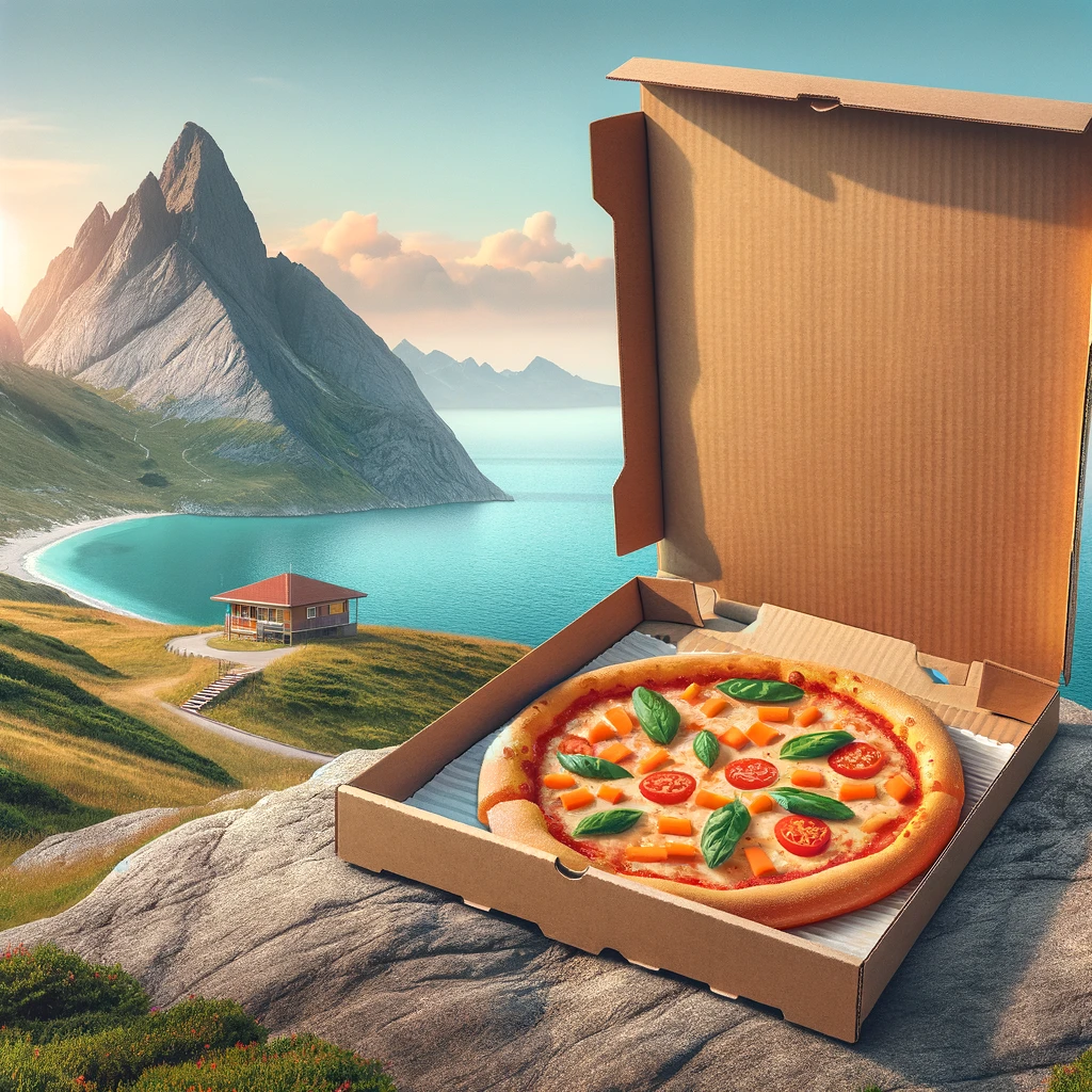 Pizza craving a view It relocates to a scenic Pizza Hut box – now thats a room with a view Pizza Hut Pun