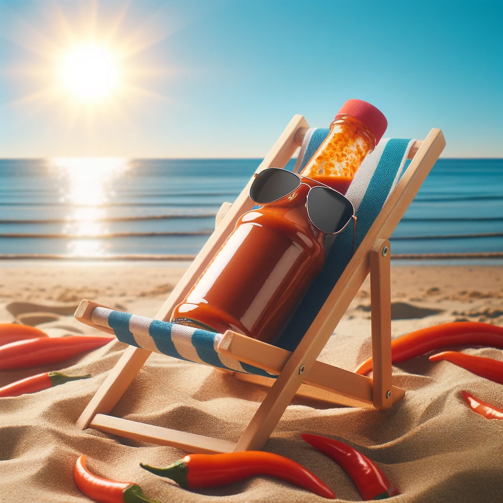 Sizzling Summer- Even Hot Sauce Needs a Tan- Hot Sauce Pun