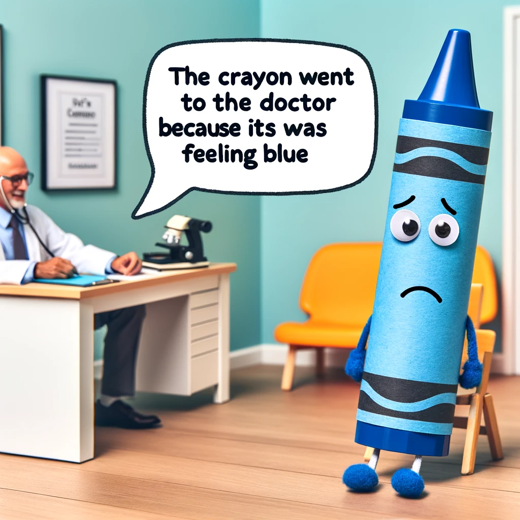 The crayon went to the doctor because it was feeling blue. - Crayon Pun