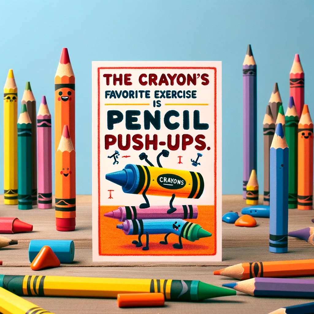 The crayon's favorite exercise is pencil push-ups- Crayon Pun