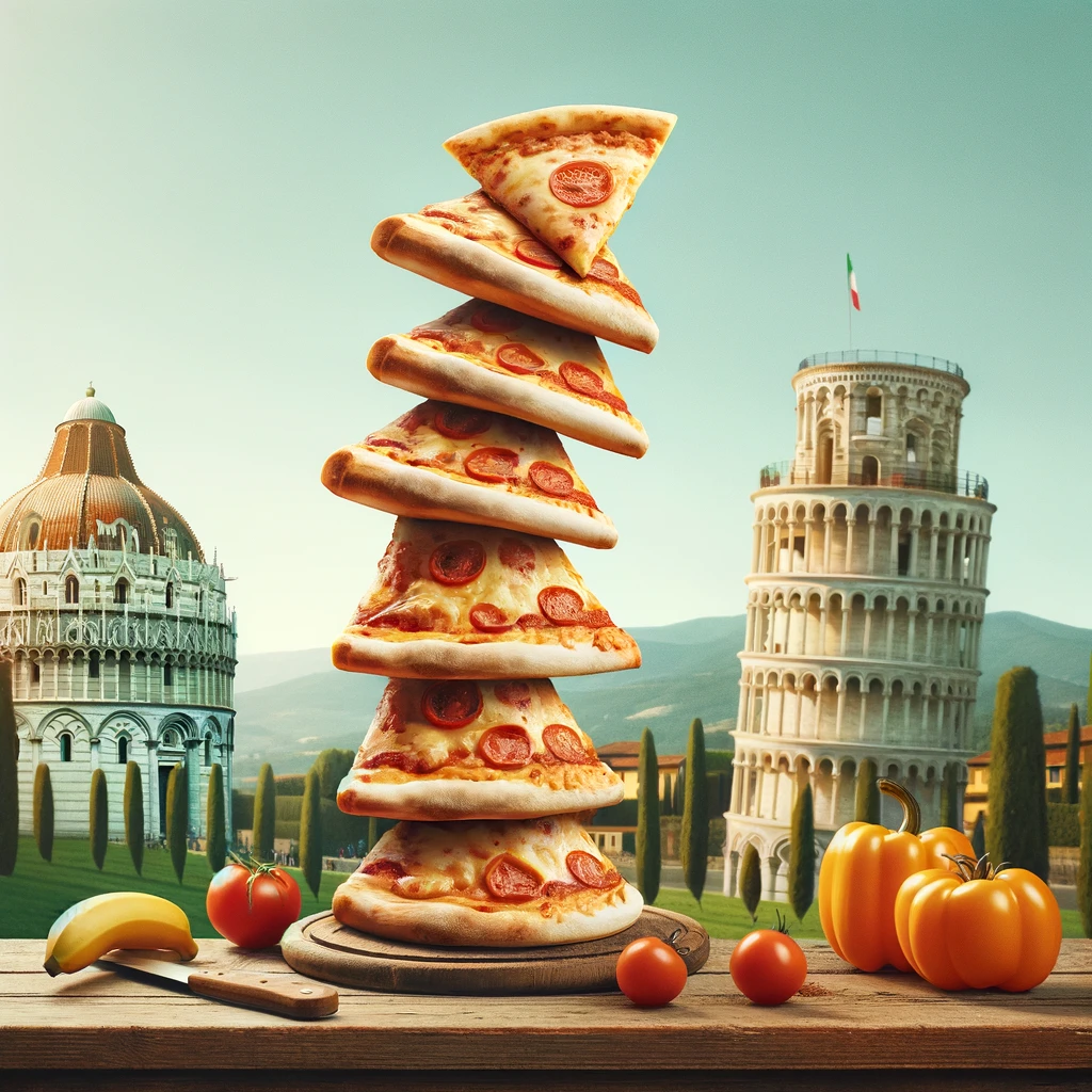The leaning tower of Pizza. Pizza Pun