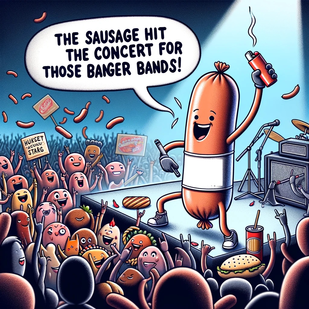 The sausage hit the concert for those banger bands Sausage Pun