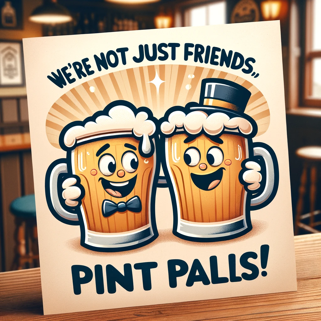 Were not just friends were pint pals Beer Pun