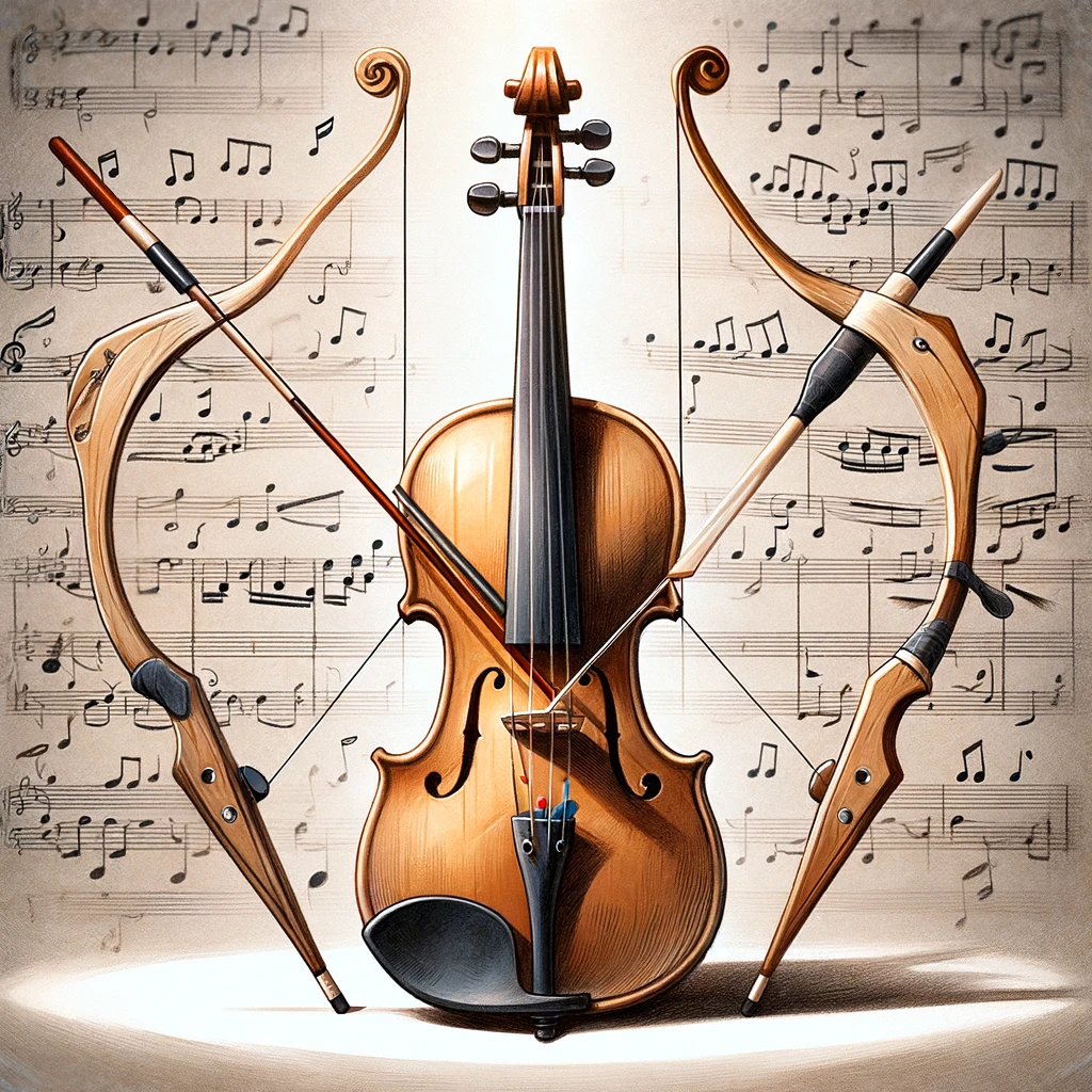A violins bow Where music and archery string along together. Bow Pun