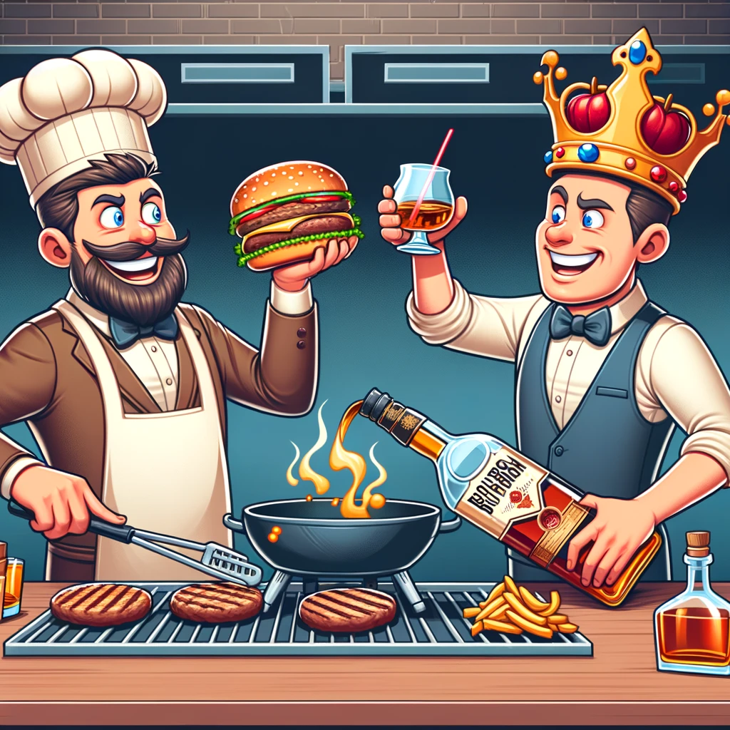 Burger King and Bourbon King walk into a bar one grills the other thrills Burger King Pun