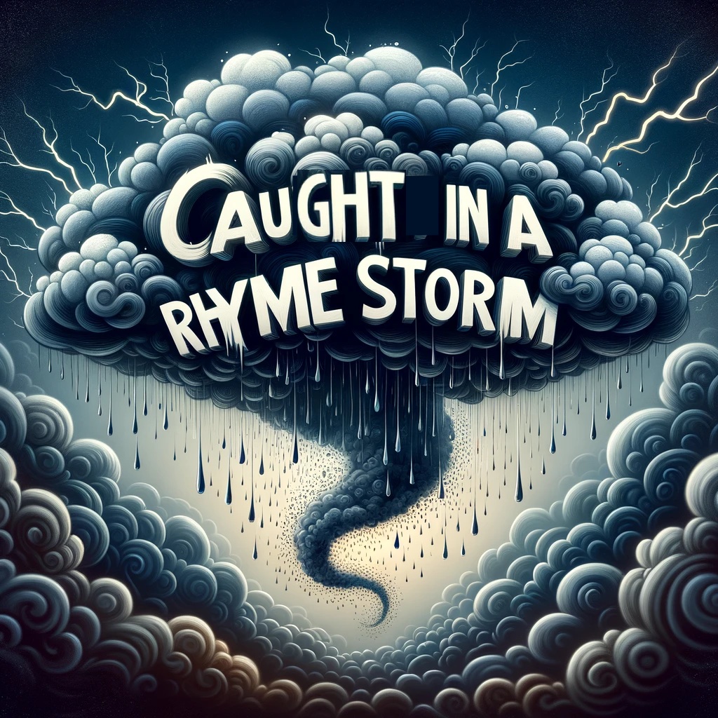 Caught in a rhyme storm. Poem Pun