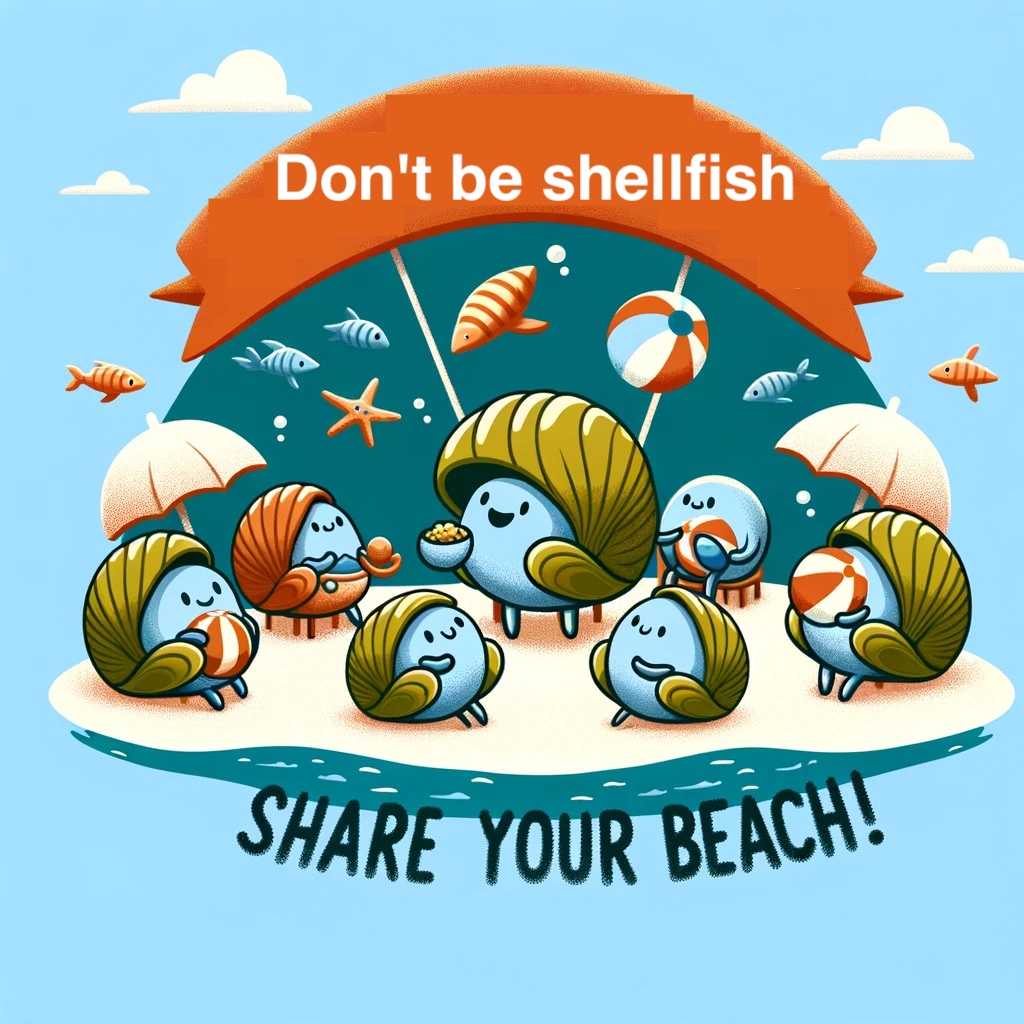 Dont be shellfish share your beach Clam Pun
