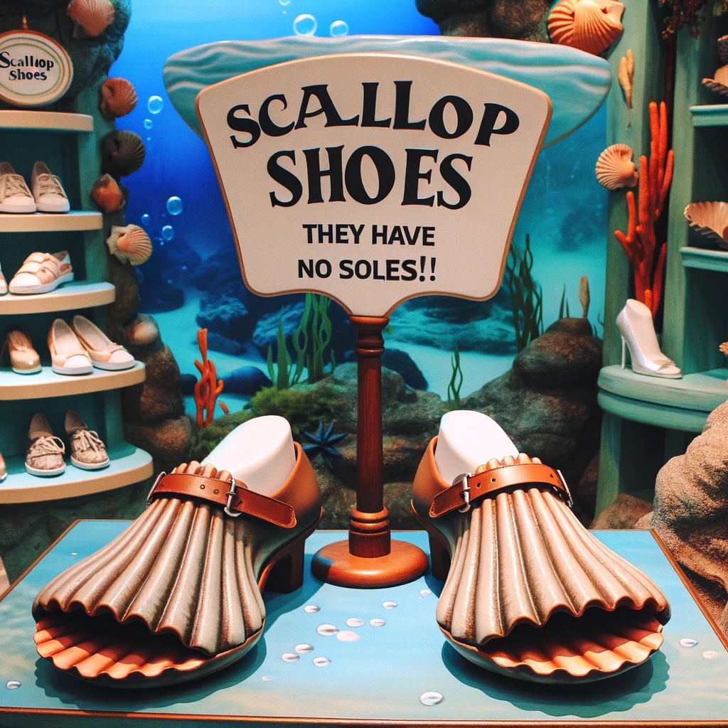 Ever tried scallop shoes Guess what they have no soles Scallop Pun