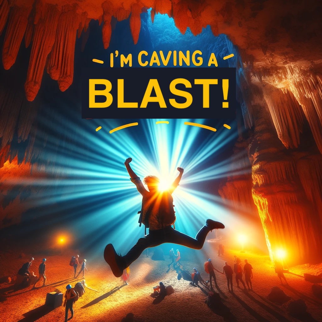 Im caving a blast Cave Pun