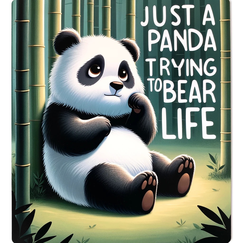 Just a panda trying to bear with life. Panda Pun