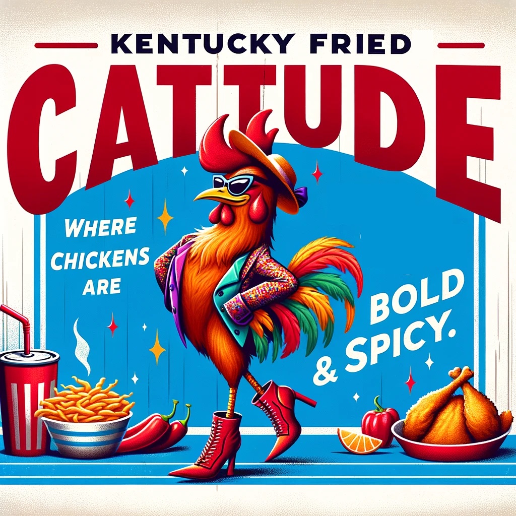 Kentucky Fried Catitude Where chickens are bold and spicy. KFC Pun