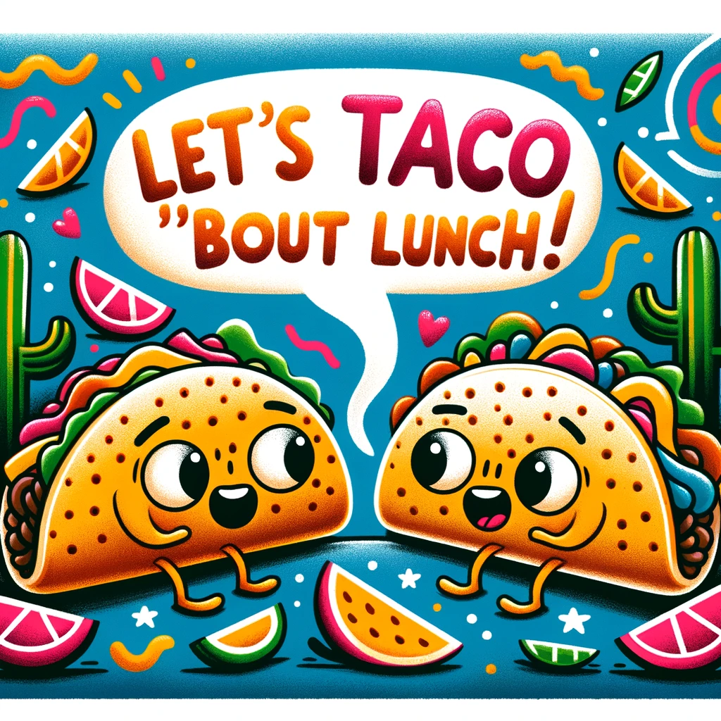 Lets taco bout lunch Lunch Pun