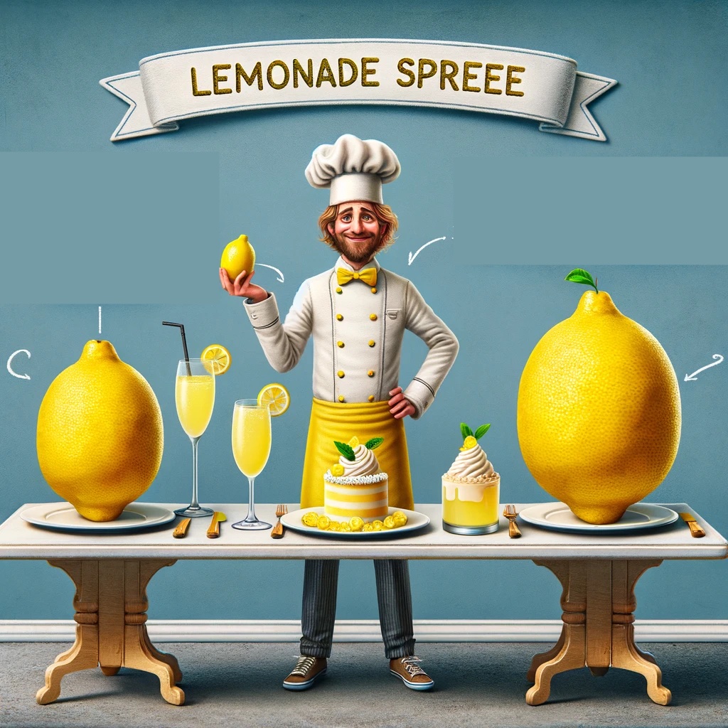 Life gave him lemons so he made a three course lemonade spree dinner. Three Pun
