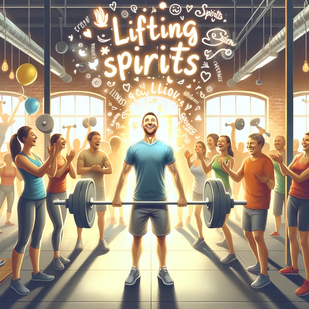 Lifting spirits while lifting weights. Gym Pun