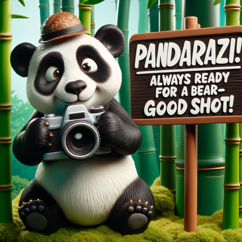Pandarazzi Always ready for a bear y good shot Panda Pun