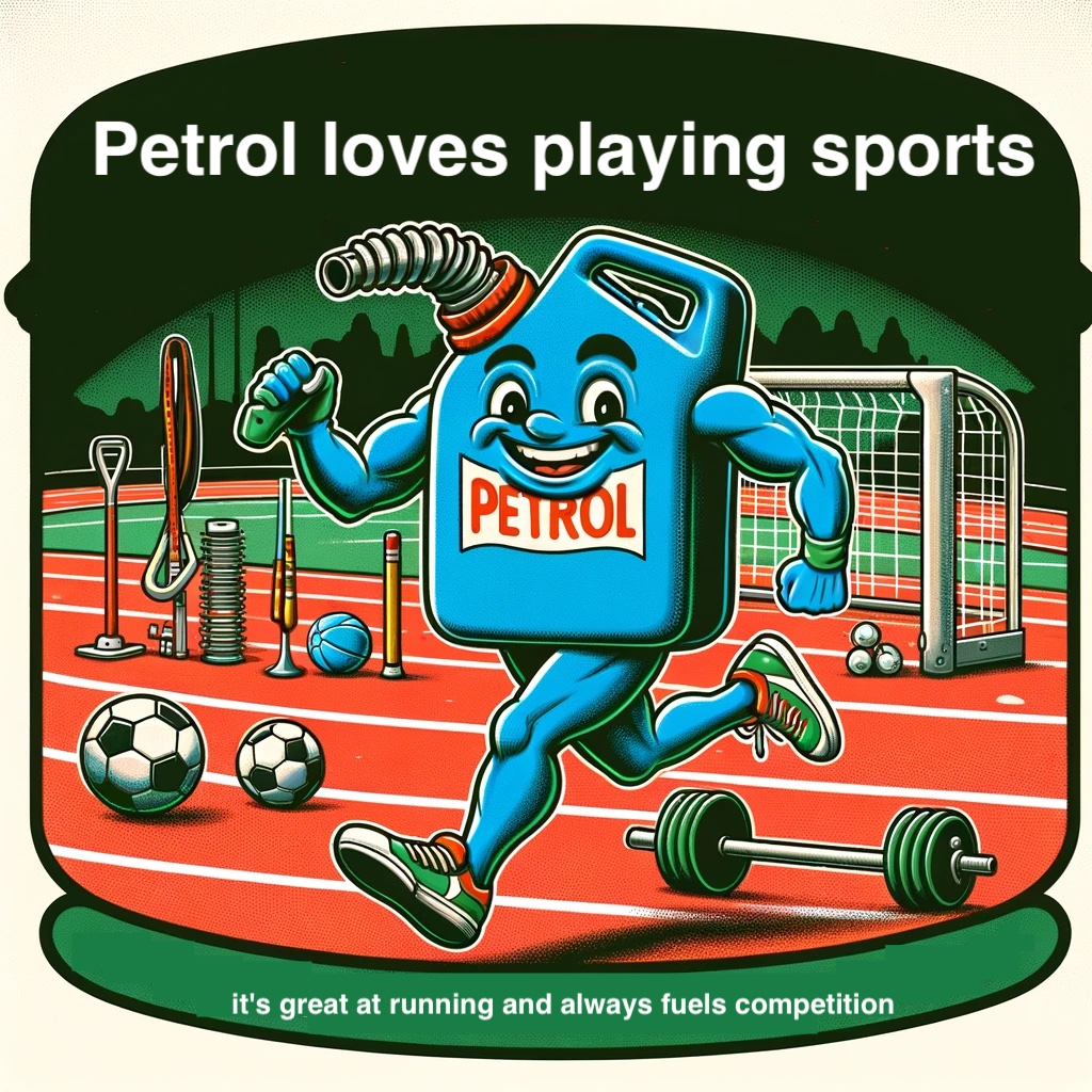 Petrol loves playing sports its great at running and always fuels competition Petrol Pun