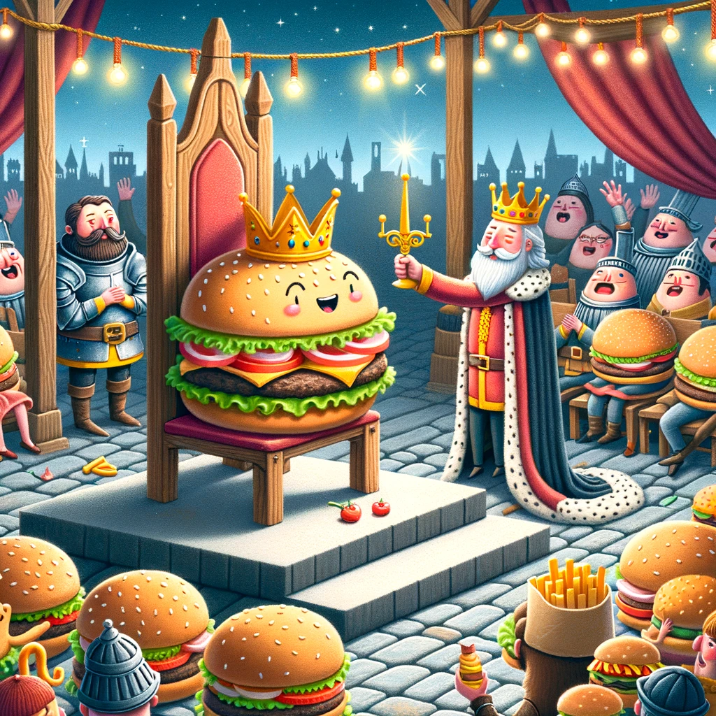 The burger was knighted and became the Burger King Burger King Pun