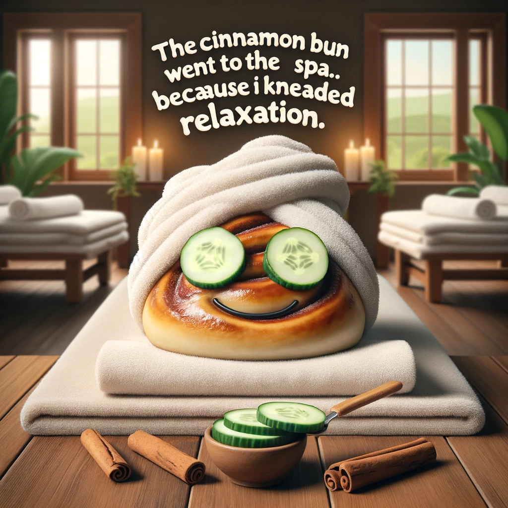 The cinnamon bun went to the spa because it kneaded relaxation. Cinnamon Pun