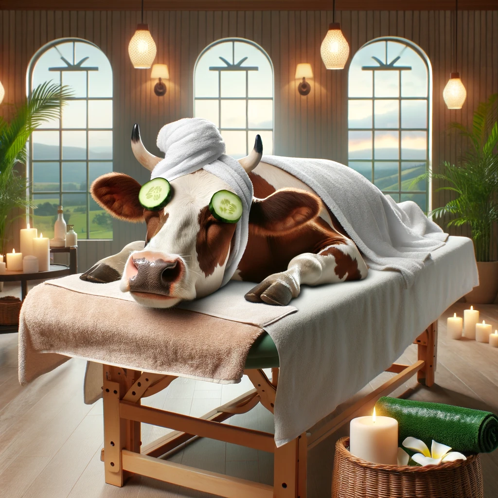The cow went to the spa for some pam moo ring Moo Pun