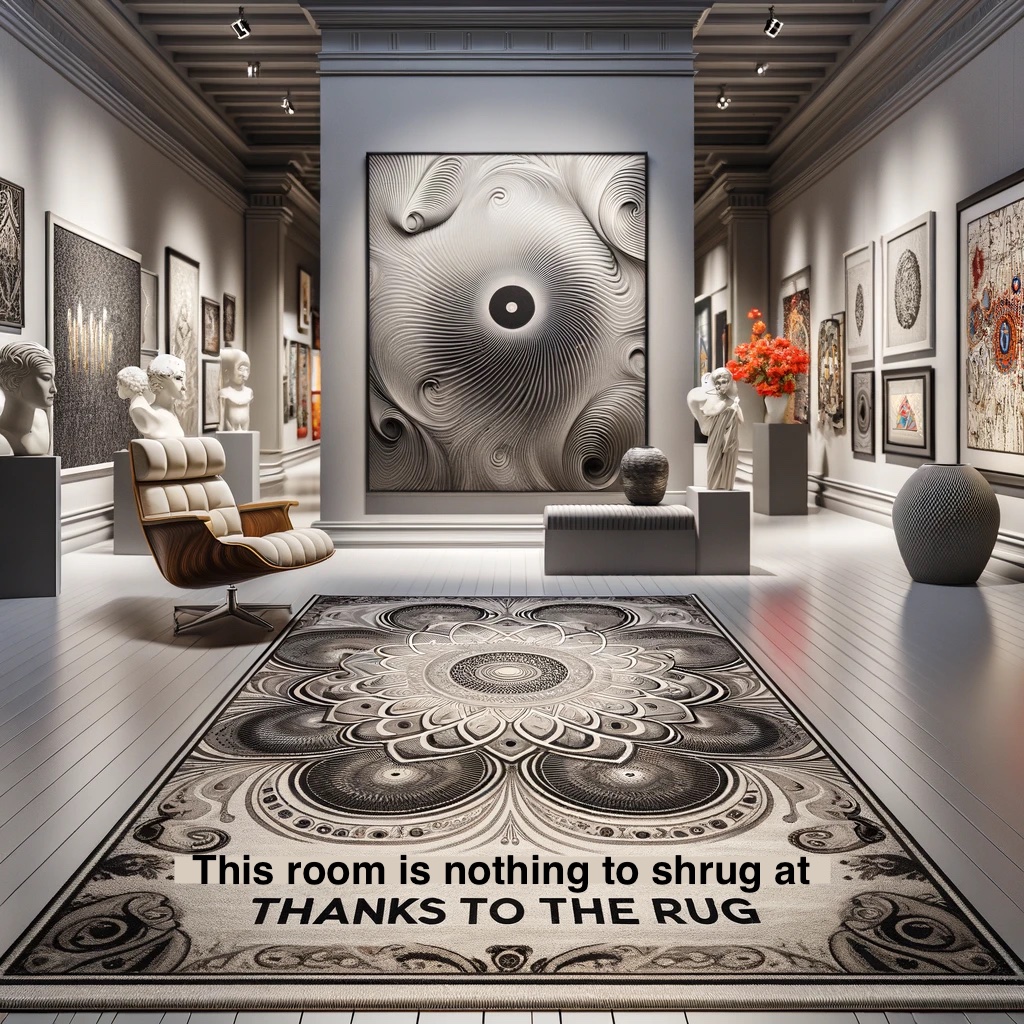 This room is nothing to shrug at thanks to the rug. Rug Pun