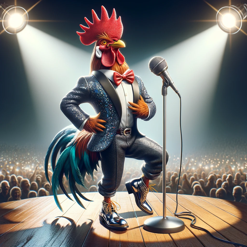 This rooster doesnt just rule the roost he rocks it Rooster Pun