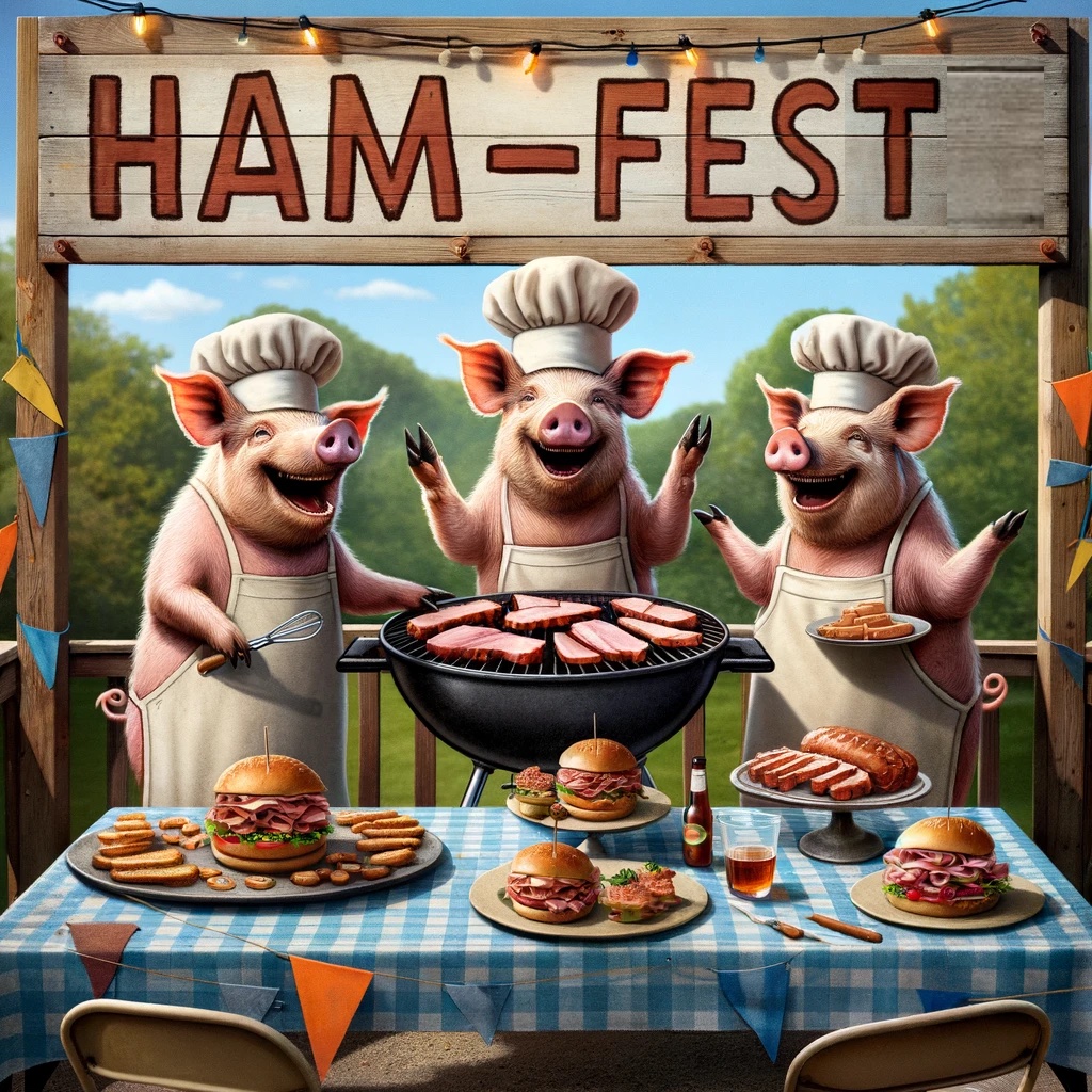 User I tried to organize a barbecue with three pigs but it turned into a ham fest. Three Pun