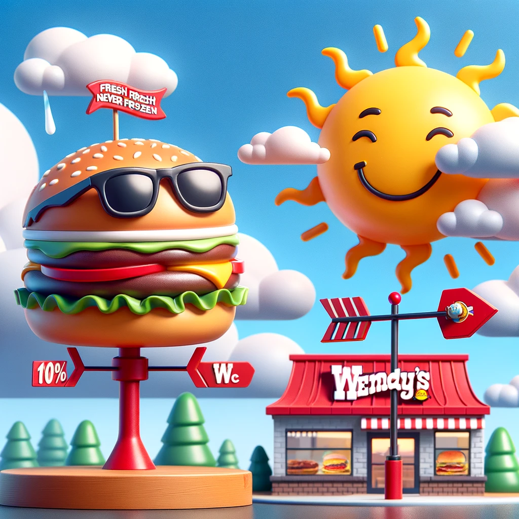 Wendys weather forecast 100 chance of fresh never frozen burgers Wendys Pun