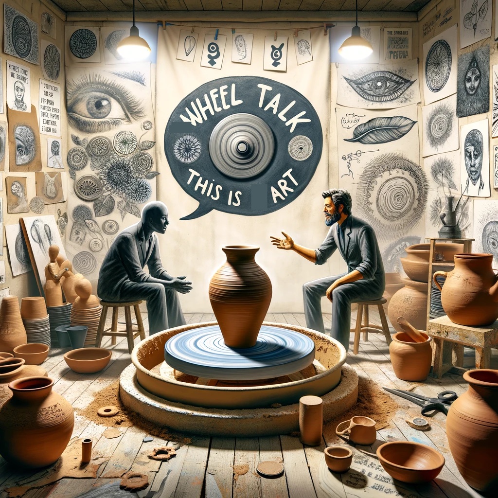 Wheel talk this is art. Pottery Pun