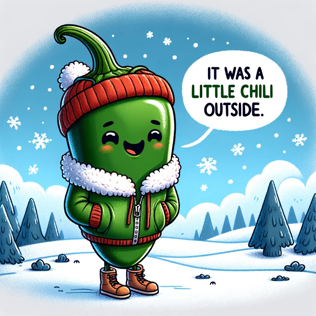 Why did the jalapeno wear a jacket It was a little chili outside. Jalapeno Pun