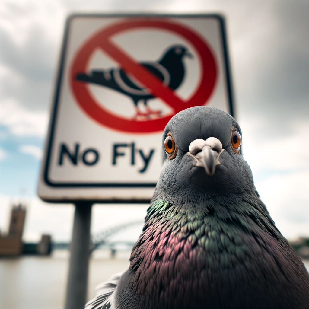 A pigeons life No flap no fly zone. Pigeon Pun