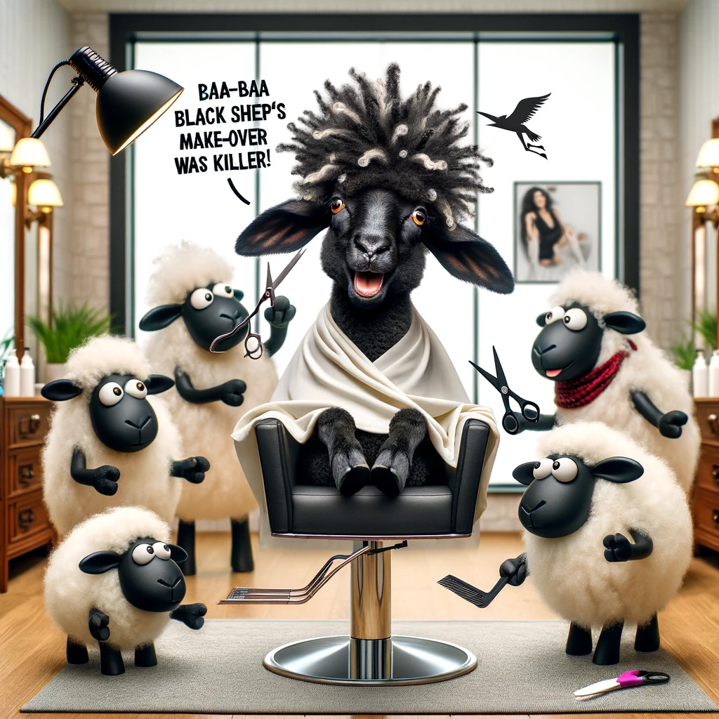 Baa baa black sheeps salon makeover was killer Sheep Pun