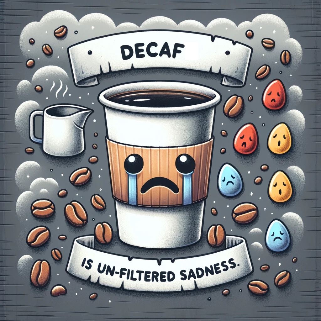 Decaf is un filtered sadness Coffee Pun
