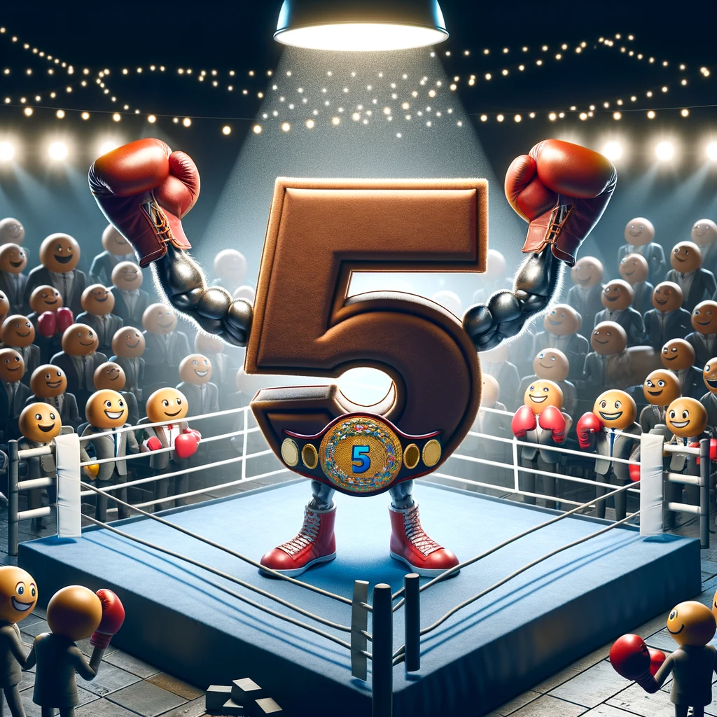 Five the heavyweight champ of numbers always packs a powerful punch in the ring. Five Pun