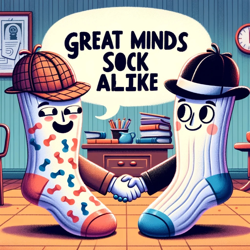 Great minds sock alike. Sock Pun