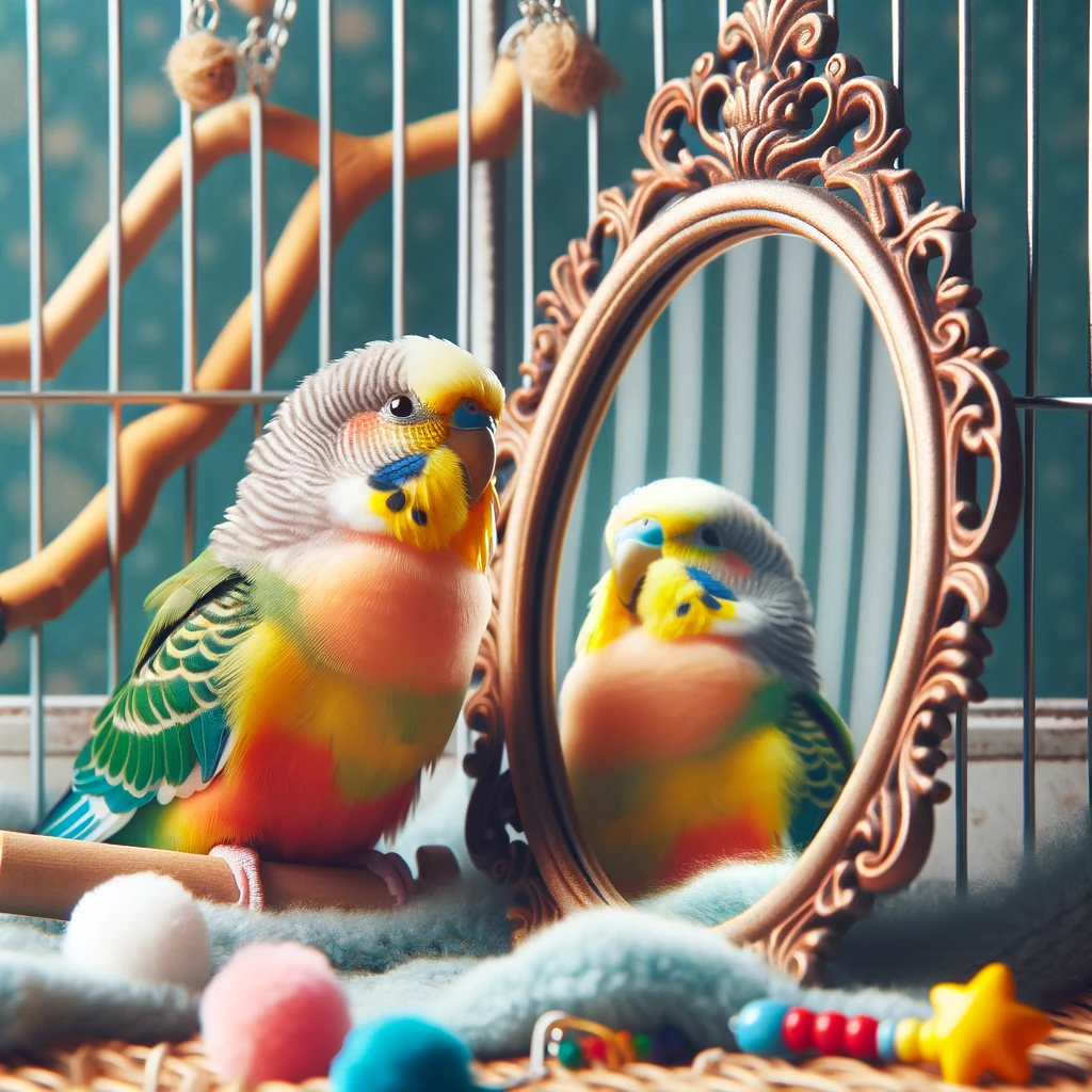 I bought my parakeet a mirror now hes got a new tweetheart. Parakeet Pun