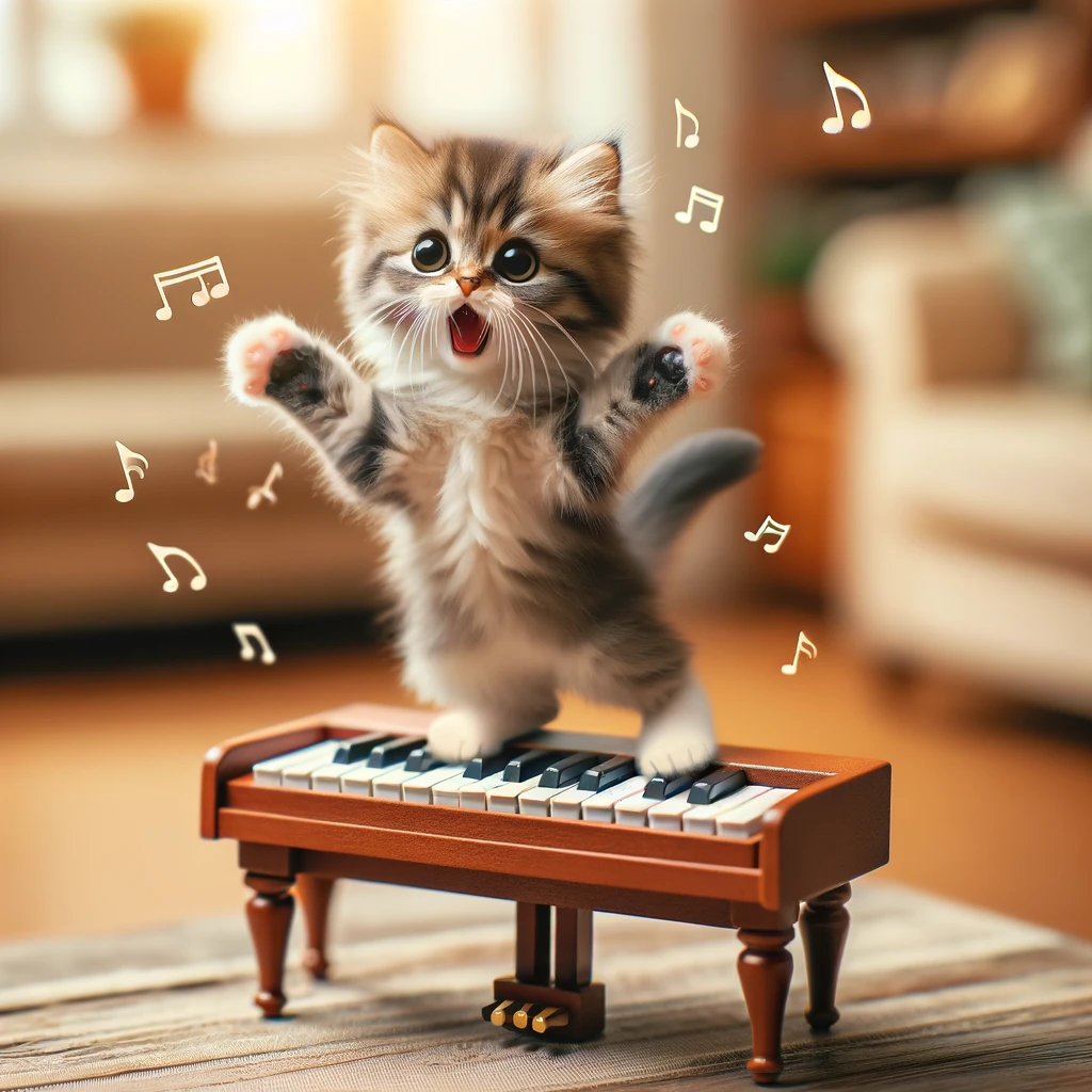 I got my cat a mini piano but shes more of a key jumper than a pianist Key Pun