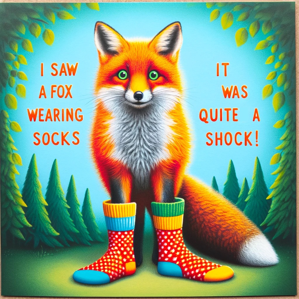 I saw a fox wearing socks it was quite a shock Sock Pun