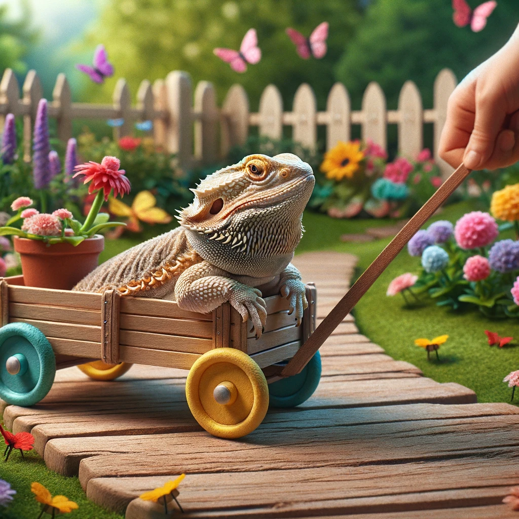 I took my bearded dragon for a ride in my wagon. Bearded Dragon Pun